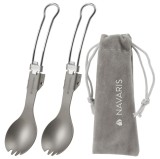Set 2 Spork camping pliabil Navaris, titan, 9.7 cm, gri, NAV0000381V002C
