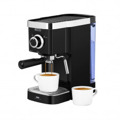 Espressor manual ECG, 1450 W, 1.25 l, dispozitiv spumare, 20 bar, site inox, 2 filtre, Negru