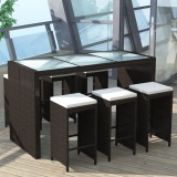 Cumpara ieftin Set mobilier bar de grădină cu perne, 7 piese, maro, poliratan