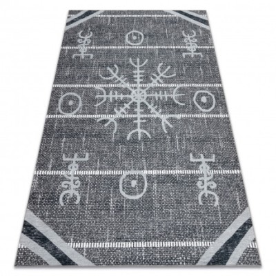 Covor ANTIKA 118 tek, aztec modern, lavabil - gri, 80x150 cm foto