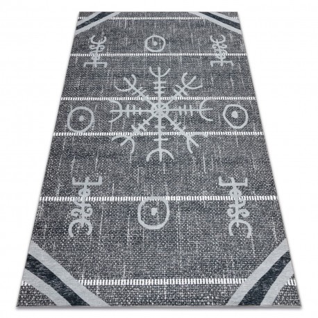 Covor ANTIKA 118 tek, aztec modern, lavabil - gri, 80x150 cm