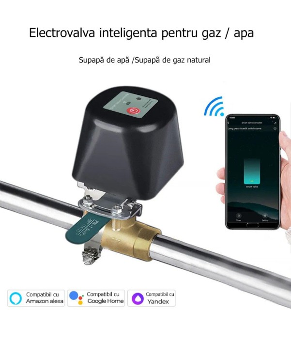 Electrovalva inteligenta pentru apa sau gaz,Tuya @SmartWiz smw96