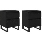 vidaXL Dulap de noapte cu sertar 2 pcs Stejar Negru 40 x 35 x 50 cm 882668