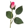 Floare Artificială, Trandafir cu Boboc, Tulpină Scurtă, Culoare Roz, 21 cm, Oem