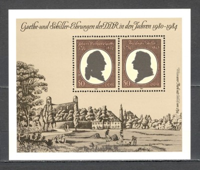 D.D.R.1982 J.W.von Goethe si F.von Schiller:poeti-Bl. SD.481 foto