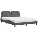Cumpara ieftin Pat cu saltea, Zadar, gri, 160x200 cm, piele ecologica