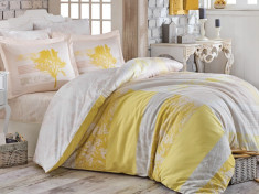 Lenjerie de Pat Bumbac 100% Satin Deluxe - Pat Matrimonial - Hobby Home - Elsa Yellow - HBS-14 foto