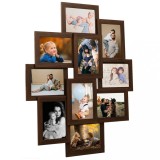 VidaXL Ramă foto colaj, maro &icirc;nchis, 10 x foto (13x18 cm), MDF