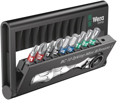 Set clichet cu biti, 1/4&amp;quot;, Bit-Check 10 Zyklop Mini BiTorsion 1, 10 piese, Wera 05057418001 HardWork ToolsRange foto