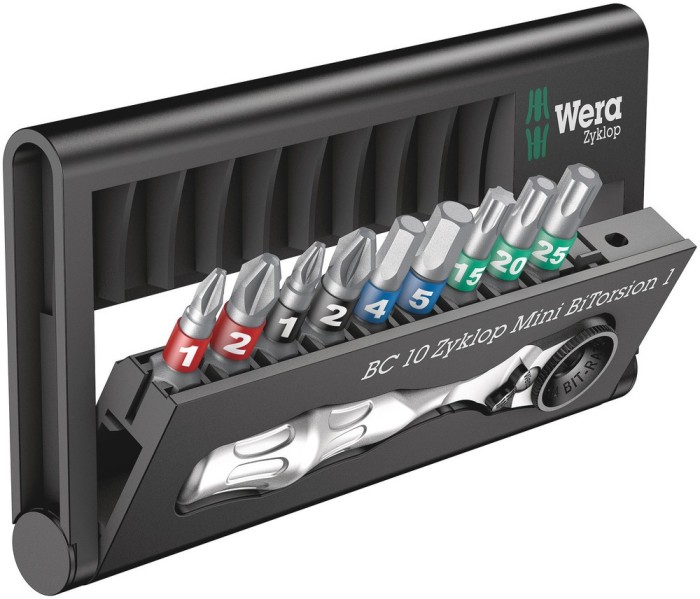 Set clichet cu biti, 1/4&quot;, Bit-Check 10 Zyklop Mini BiTorsion 1, 10 piese, Wera 05057418001 HardWork ToolsRange