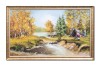 Tablou peisaj din Delta Dunarii pictat manual inramat, 110x70cm ulei pe panza, Geo Ungureanu