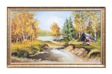 Cumpara ieftin Tablou peisaj din Delta Dunarii pictat manual inramat, 110x70cm ulei pe panza, Geo Ungureanu
