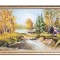 Tablou peisaj din Delta Dunarii pictat manual inramat, 110x70cm ulei pe panza, Geo Ungureanu