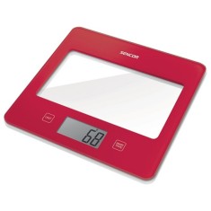 Cantar de bucatarie Sencor, maxim 5 kg, sticla securizata, Rosu