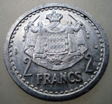 7.595 MONACO LOUIS II 2 FRANCS FRANCI 1943 XF, Europa, Aluminiu