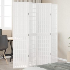 vidaXL Paravan cameră 4 panouri, alb, lemn masiv paulownia 358786