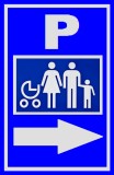 Placuta de parcare mama si copil cu sageata in dreapta