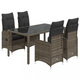Cumpara ieftin Set bistro de gradina cu perne, 5 piese, gri, poliratan