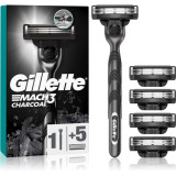 Gillette Mach3 Charcoal Aparat de ras + rezervă lame 5 buc