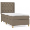 Pat box spring cu saltea, gri taupe, 90x200 cm, textil
