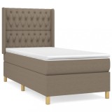 Cumpara ieftin Pat box spring cu saltea, gri taupe, 90x200 cm, textil