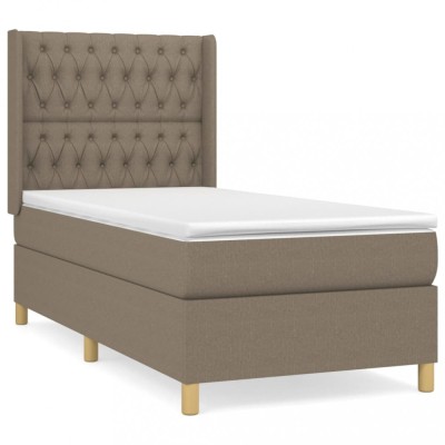 Pat box spring cu saltea, gri taupe, 90x200 cm, textil foto