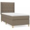 Pat box spring cu saltea, gri taupe, 90x200 cm, textil