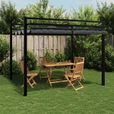 Foișor Gradina Retractabil Antracit 3x3 m Aluminiu vidaXL Pavilon Exterior Terasă Umbra Protectie UV