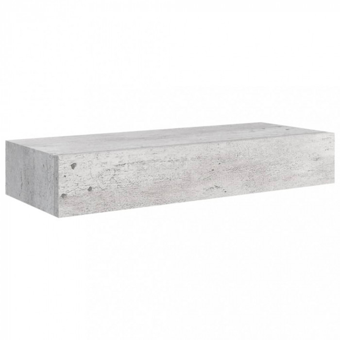 Dulap de perete cu sertar, gri beton, 60x23,5x10 cm, MDF