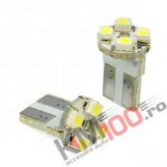 Set 2 becuri T10 cu 4 LED-uri (lumina alba) foto