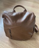 Rucsac damă din piele maro coniac, antifurt, elegant, nou