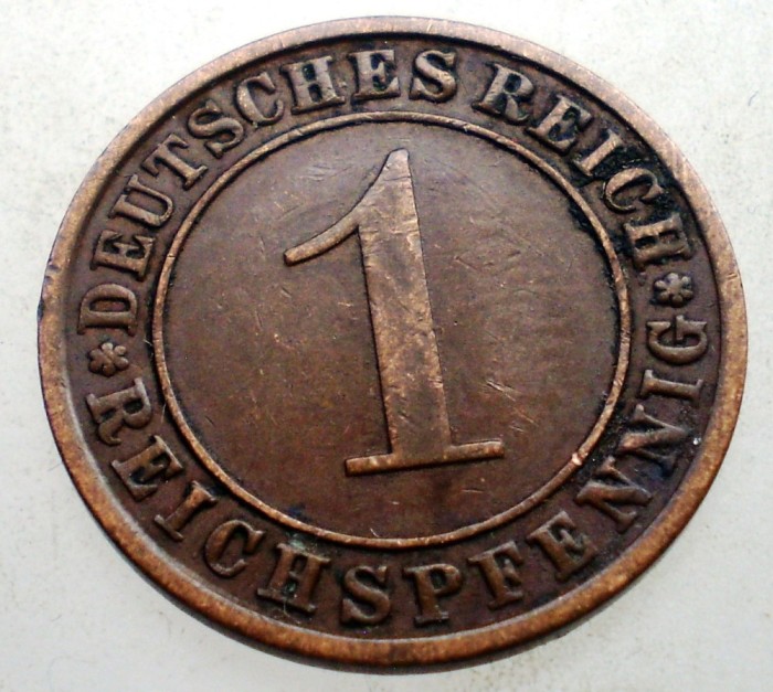 B.183 GERMANIA WEIMAR 1 REICHSPFENNIG 1933 A