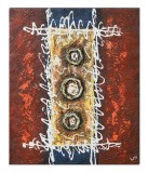 Cumpara ieftin Tablou abstract pictat manual, Compozitie abstracta 5, 60x50cm ulei pe panza in relief efect 3D, gata de agatat pe perete