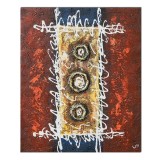 Tablou abstract pictat manual, Compozitie abstracta 5, 60x50cm ulei pe panza in relief efect 3D, gata de agatat pe perete