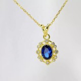 Colier Din Argint Auriu and Blue SAPPHIRE Arg390N, Argintboutique