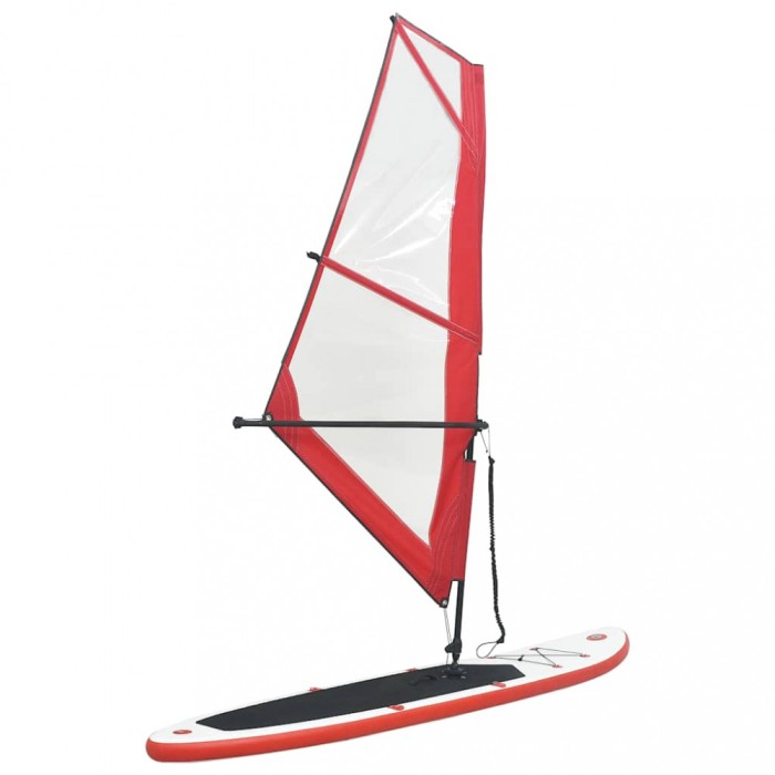 vidaXL Set de placă SUP gonflabilă cu velă, roșu și alb 92209