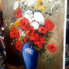 Tablou flori in vaza, Pictura cu flori de camp, pictura fara rama Galerie arta