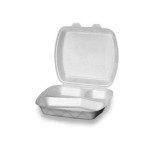 Set 100 caserole polistiren 3 compartiment, 24 x 21 x 7 cm