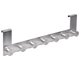 Cuier cu 7 carlige pentru usa, Inox, Argintiu, 40cm