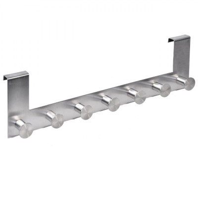 Cuier cu 7 carlige pentru usa, Inox, Argintiu, 40cm foto