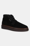 Gant botine de piele &icirc;ntoarsă Kinzoon culoarea negru, 31643638