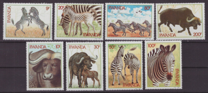 32-RUANDA 1984-Animale din Africa-mamifete-Serie de 8 timbre nestampilate MNH