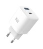 Incarcator retea USB Well GaN USB TYPE C PD30W + USB-A 30W PPS 33W alb