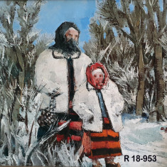 tablou pictura AUREL DAN, membru UAP, ulei pe panza, Prin padure iarna