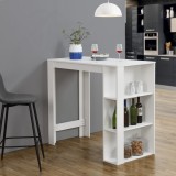 [en.casa] Masa bar Danderyd W, 120 x 60 x 105,5 cm, PAL melaminat, alb, cu trei rafturi HausGarden Leisure, [en.casa]