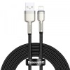 Cablu Date si Incarcare USB-A - Lightning Baseus Cafule Metal Series, 18W, 2m, Negru CALJK-B01, Apple