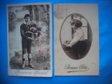 HOPCT 1791 COPII--ROMANTICA-FRANTA-LOT 2 CARTI POSTALE VECHI-CIRCULATE