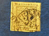 Germania - Wurttemberg 1851 - Val. 3Kr nedantelat, hartie galbena (T137), Stampilat