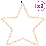 Cumpara ieftin Figurina stea de Craciun 48 LED-uri, 2 buc., alb cald, 56 cm