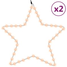 Figurina stea de Craciun 48 LED-uri, 2 buc., alb cald, 56 cm